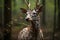 Deer with unknown sickness in dark forest.