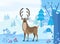 Deer Walking in Snowy Forest Arctic Land Vector