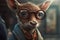 A deer wearing glasses and a jacket portrait Ai Generative