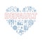 Default Finance Heart vector banner. Banking Crisis illustration