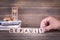 Default. wooden letters on the office desk