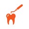 Defect, treatment tooth icon. Orange vector sketch