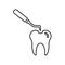 Defect, treatment tooth outline icon. Line vector design