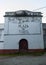 Defective facade of entrance to the box of the Hervas bullring in Caceres Spain