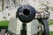 Defense of country, modern battle gun, cannon barrel.