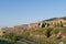 The defensive wall and ruins of Prizren Fortress, the historic hilltop fortress in Kosovo