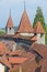 Defensive walls and roofs in town Murten