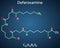 Deferoxamine, desferrioxamine B, DFOA,  C25H48N6O8 molecule. It is an iron chelating agent. Structural chemical formula and