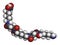 Deferoxamine drug molecule. Used to treat iron poisoning (hemochromatosis). Atoms are represented as spheres with conventional