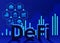 DeFi - decentralized finance, text silhouette