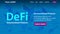 Defi - decentralized finance website template on blue abstract polygonal background.