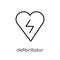 Defibrillator icon. Trendy modern flat linear vector Defibrillator icon on white background from thin line Health and Medical col