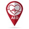 Defibrillator symbol with location icon