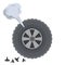 Deflated automobile tire. Punctured wheel of car. Cartoon flat illustration