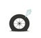 Deflated automobile tire. Punctured wheel of car. Element of Tire service station. Cartoon flat illustration. Comic air and smoke