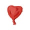 Deflated balloon. Red heart. Elements of festive decor. Icon. Vector cartoon illustration.