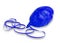 Deflated blue ballon and ribbon