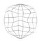 Deflated globe icon. Distorted wireframe of Earth planet isolated on white background. Climate changing concept. Global