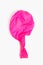 Deflated pink balloon on a white background