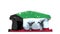 Deflating inflatable bank or government building with printed flag of Kuwait. Kuwaiti economic or political crisis