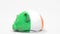 Deflating inflatable piggy bank with flag of Ireland. Irish financial crisis related conceptual 3D rendering