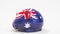Deflating inflatable piggy bank with printed flag of Australia. Australian financial crisis related conceptual 3D
