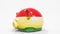 Deflating inflatable piggy bank with printed flag of Bolivia. Bolivian financial crisis related conceptual 3D rendering