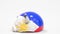 Deflating inflatable piggy bank with printed flag of the Philippines. Financial crisis related conceptual 3D rendering