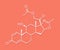 Deflazacort glucocorticoid drug molecule. Skeletal formula.