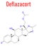 Deflazacort glucocorticoid drug molecule. Skeletal formula. Chemical structure