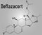 Deflazacort glucocorticoid drug molecule. Skeletal formula. Chemical structure