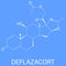 Deflazacort glucocorticoid drug molecule. Skeletal formula. Chemical structure