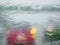 Defocus background of rain on car slanted windshield on a rainy day