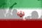 Defocus protest in Iran. Conflict war over border. Fire, flame. Country flag. Woman low rights. Male hands. Out of focus
