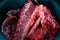 Defocus texture or background of tasty fresh meat of big, pork. Red beef meat close up texture. Meat food background