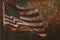 Defocused abstract bokeh background waving american flag