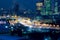 Defocused abstract image. Bokeh effect. Golden lights of the big city. Night city landscape, lights and Windows of houses