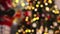 defocused background flashing golden lights garland preparation for Christmas