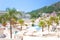 Defocused background of summer hotel