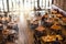 Defocused blur of scene inside European style restaurant in japan