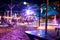 Defocused blur of tropical beach club bar at night