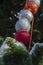 Defocused, blurred, out-of-focus image Fragment of the Main City Christmas tree with ornaments and garlands