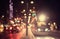 Defocused, blurred urban abstract traffic background