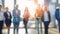 Defocused bokeh effect positive concept background of unrecognizable people diverse business team meeting of young professionals