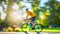 Defocused bokeh effect positive concept background of unrecognizable people enjoying healthy lifstyle exercising fitness outside