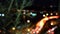 Defocused bright bokeh timelapse of traffic jam on an overpass at night