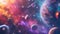 Defocused Celestial Carousel This image showcases the beauty and complexity of space technology with a defocused