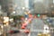 Defocused city view through rainy window