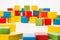 Defocused Color Toy Blocks Background De Focused Multicolor Cube