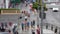 Defocused crowd of people, road intersection crosswalk on The Strip of Las Vegas, USA. Anonymous blurred pedestrians on